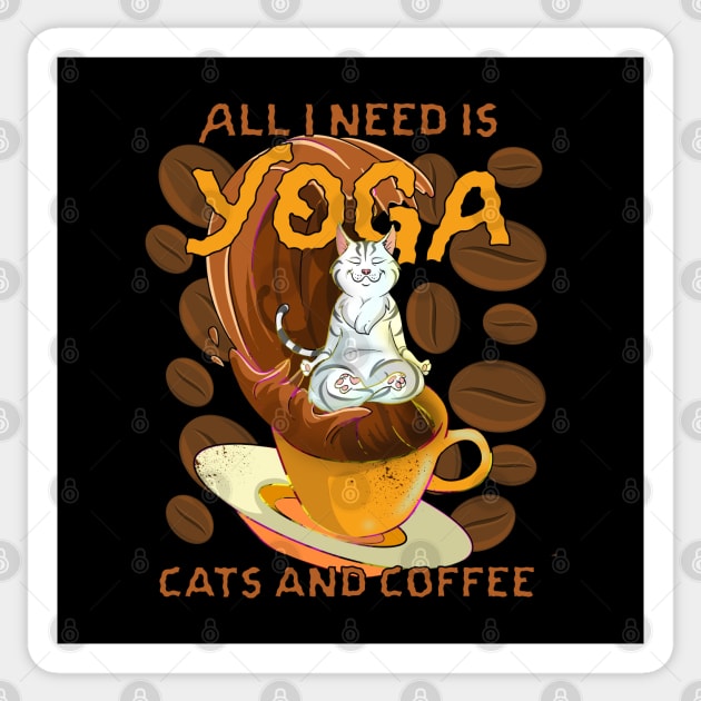 Kitty Coffee Meditating Cat Sticker by Trendy Black Sheep